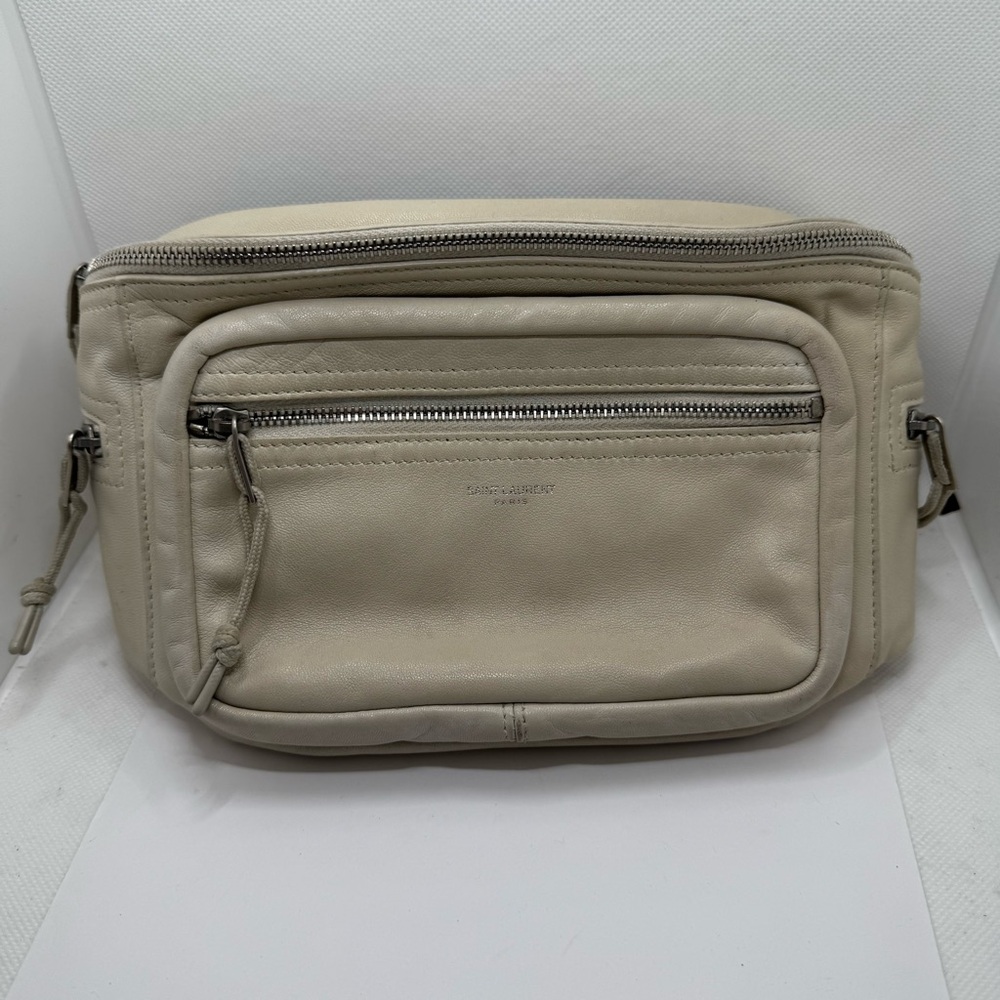 Saint Laurent Unisex Ivory Leather Nuxx Belt Bag Sling
